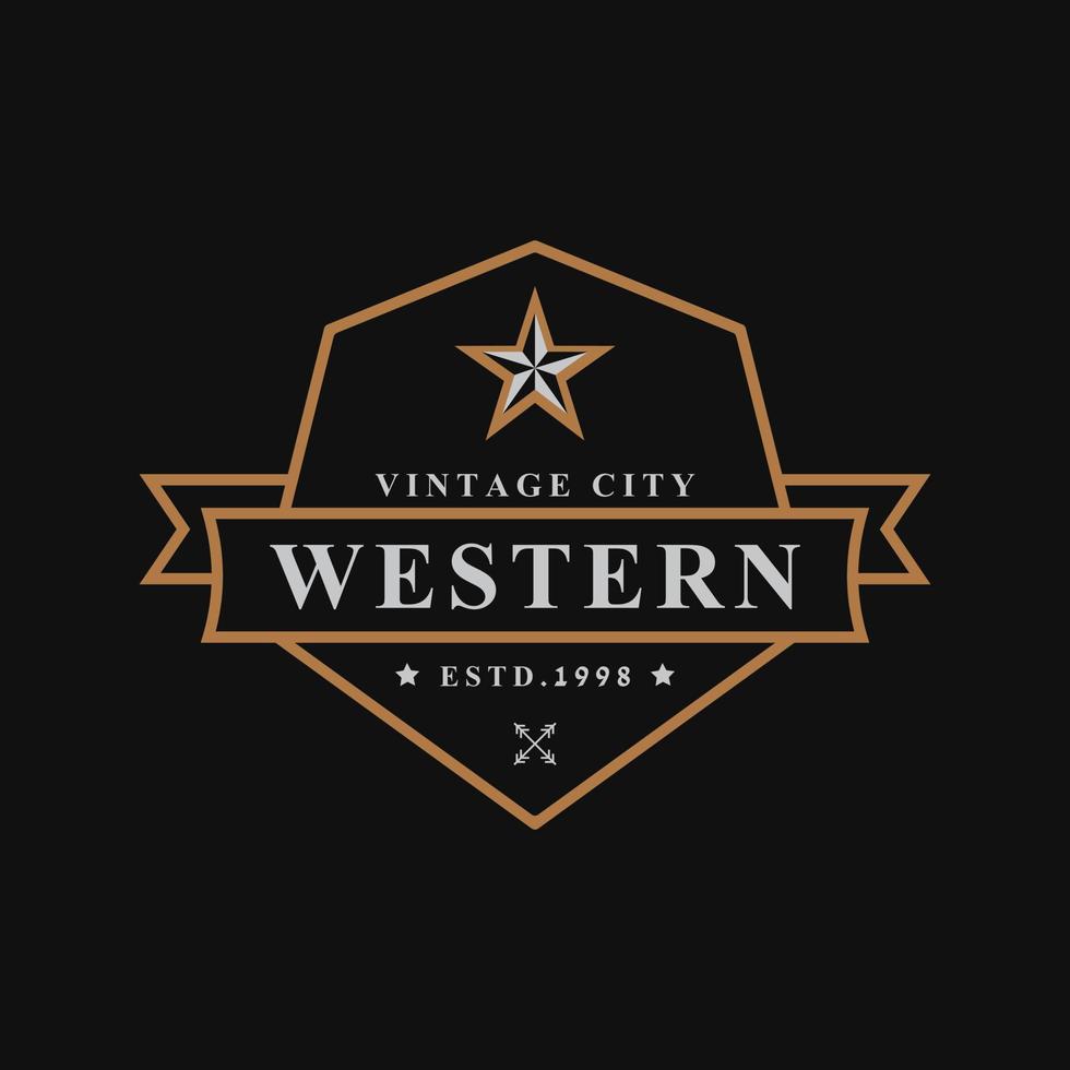 distintivo retrò vintage per elemento modello di design del logo del texas con emblema del paese occidentale vettore