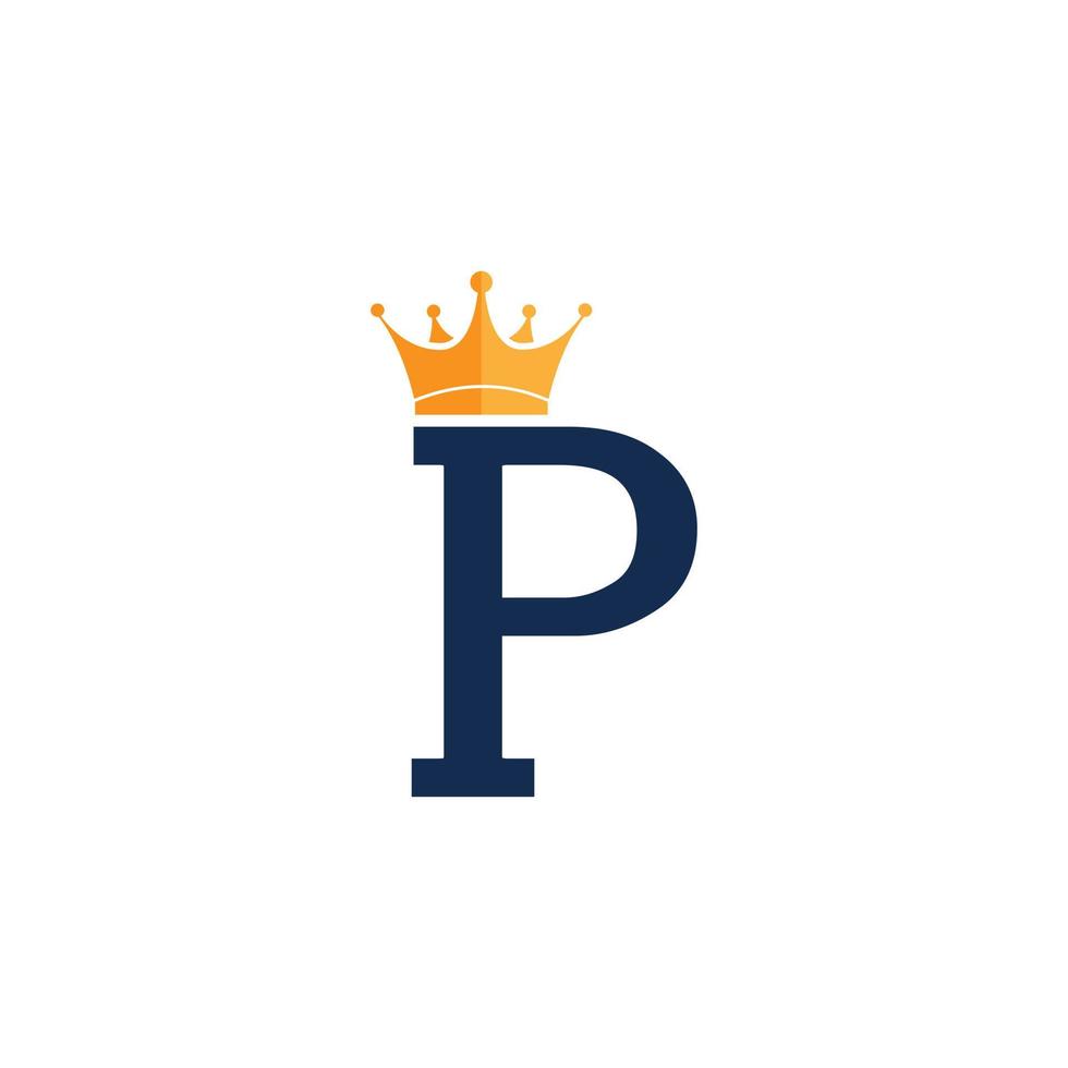 lettera iniziale p con modello di progettazione del logo dell'identità del marchio del logo della corona vettore