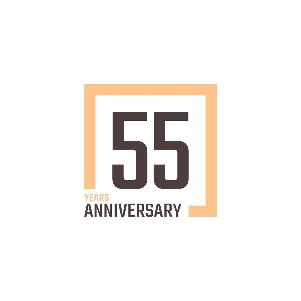 Vettore di celebrazione dell'anniversario di 55 anni con forma quadrata. il saluto di buon anniversario celebra l'illustrazione di progettazione del modello