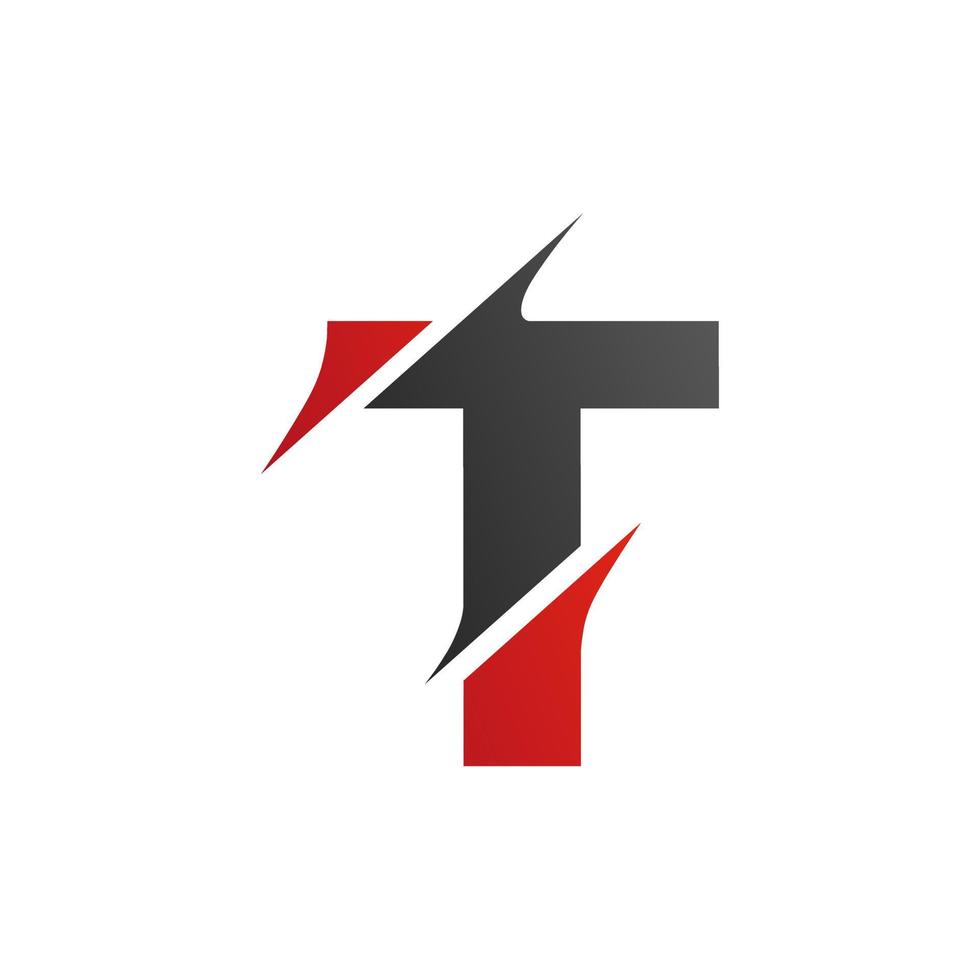 logo in stile fetta iniziale della lettera t. disegno del modello vettore