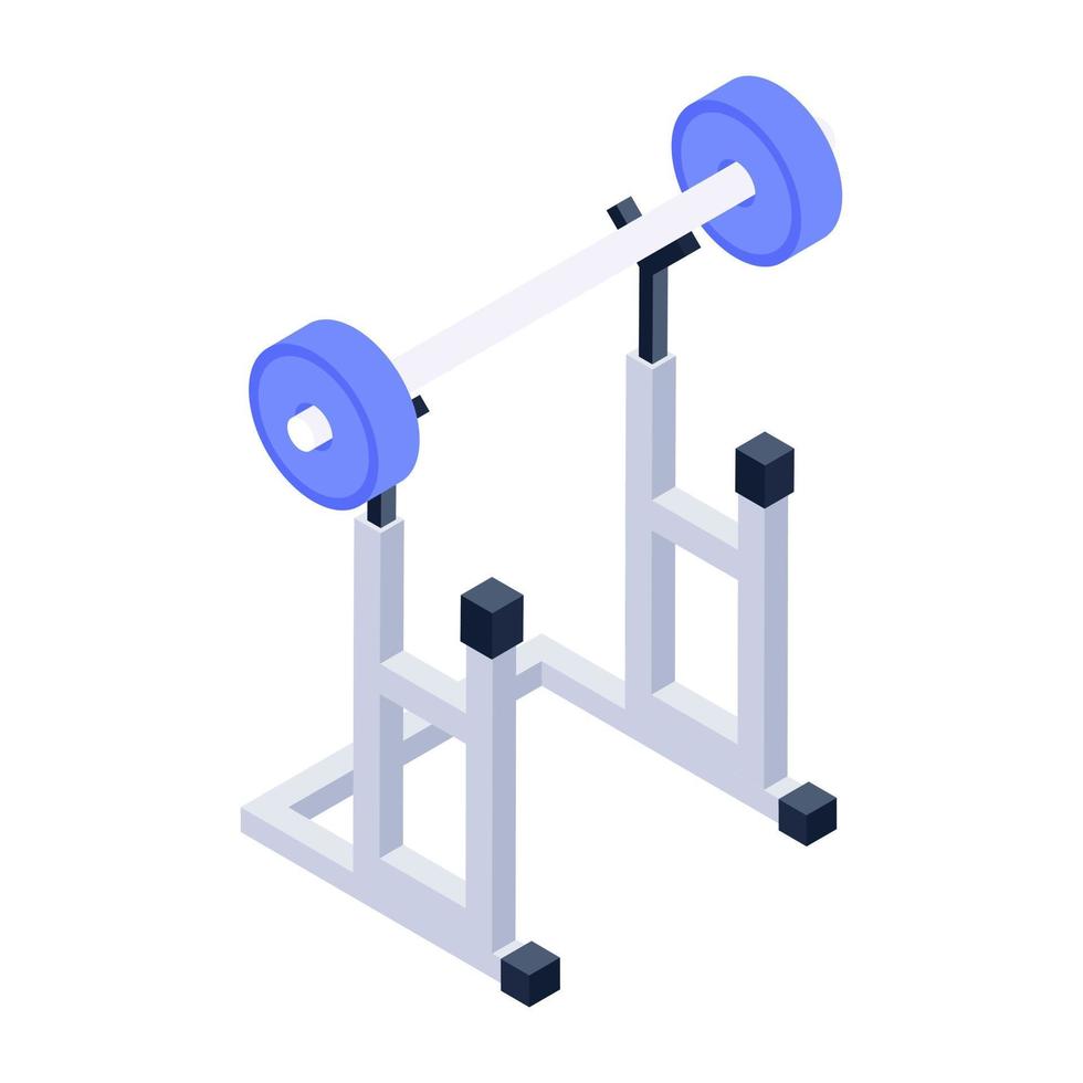 icona del supporto per bilanciere di stile isometrico, attrezzatura per il fitness vettore