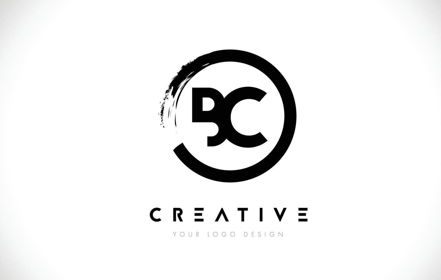 bc lettera circolare logo con design a spazzola circolare e sfondo bianco. vettore