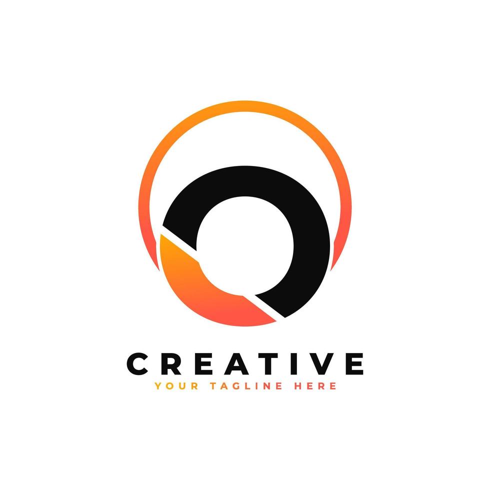 design del logo della lettera o con colore arancione nero e cerchio. cool icona moderna lettere logo vettoriale. vettore