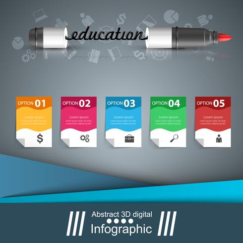 Marker, icona di educazione. Infografica di affari vettore