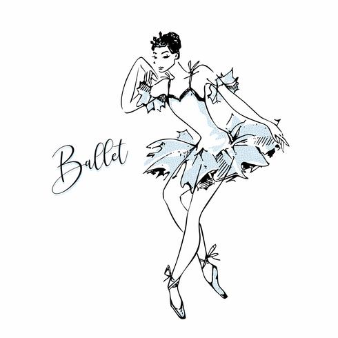 Ballerina. Cigno bianco. Balletto. Danza. Illustrazione vettoriale