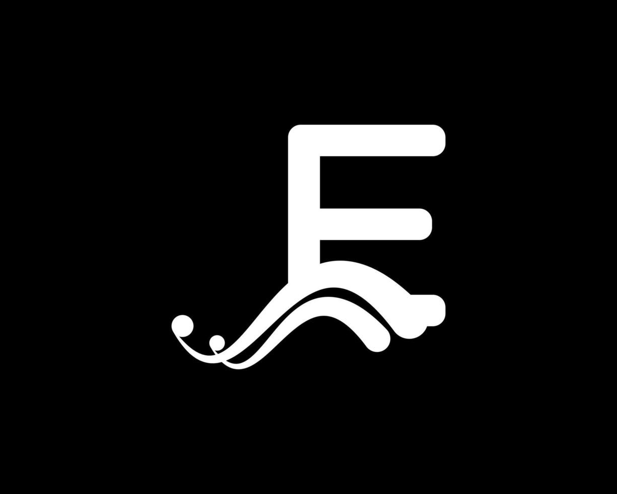 logo della lettera e della società con l'icona del liquido swoosh creativo in colore nero, elemento del modello vettoriale