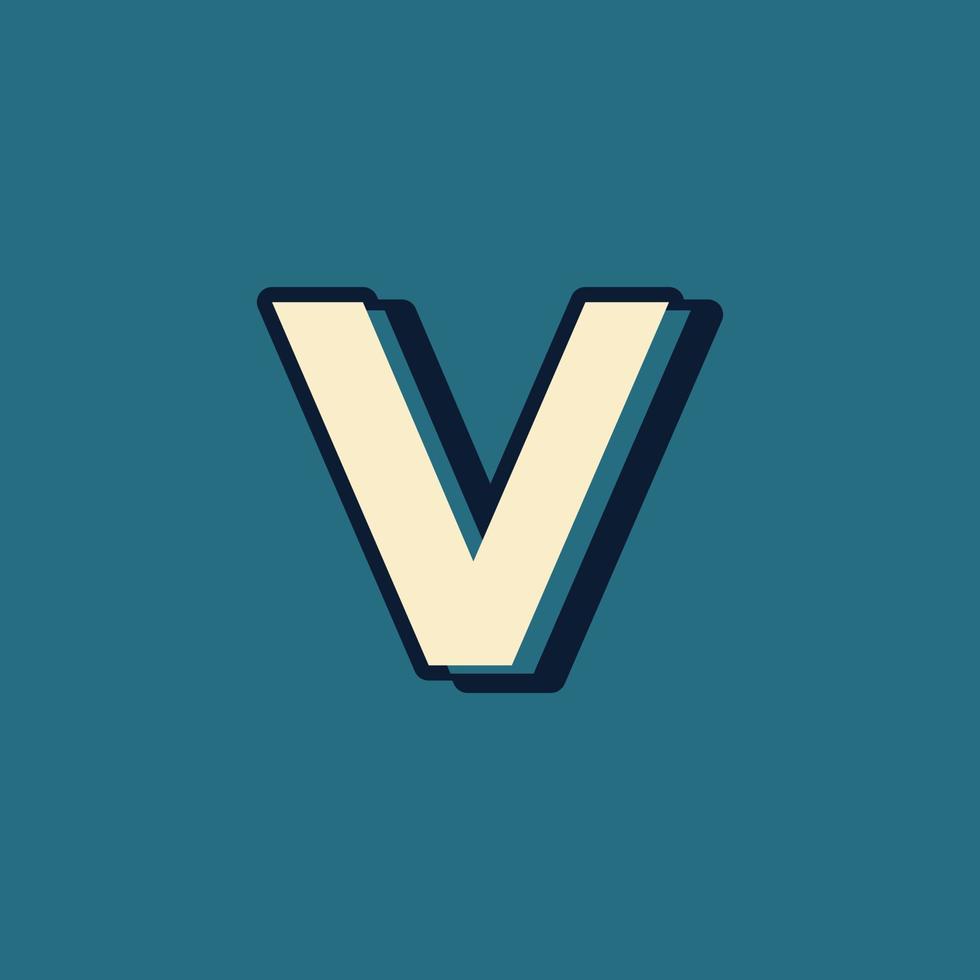 vettore di logo della lettera v dell'alfabeto di stile retrò vintage con elemento del modello di carattere maiuscolo