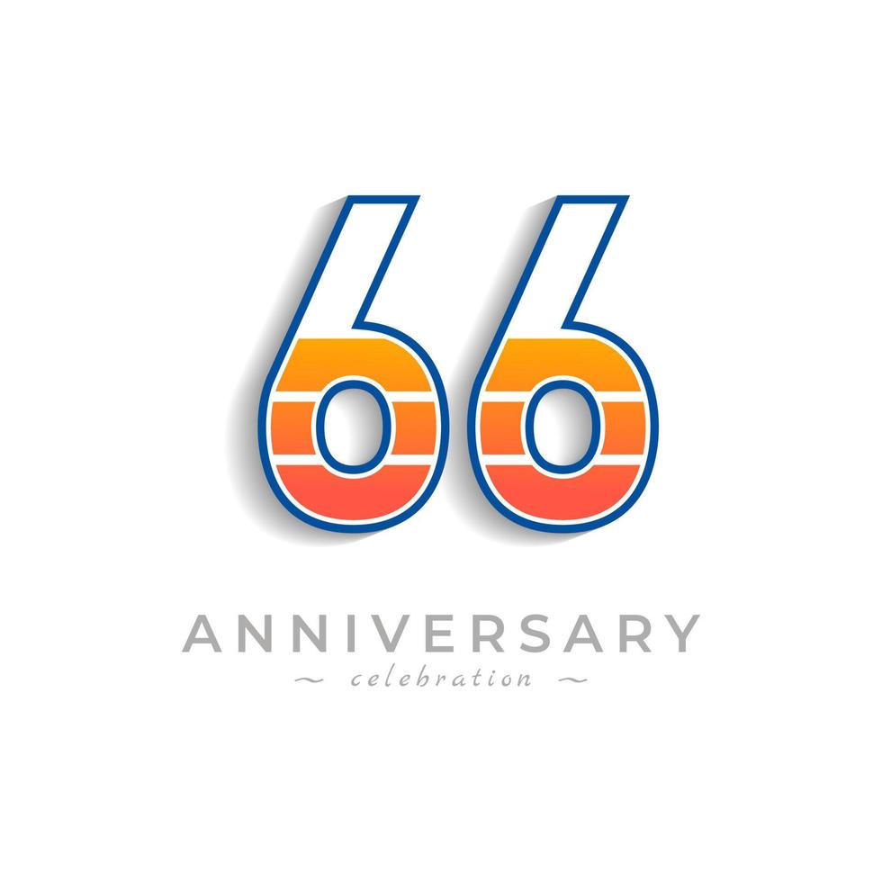 Celebrazione dell'anniversario di 66 anni con batteria icona di ricarica per eventi celebrativi, matrimoni, biglietti di auguri e inviti isolati su sfondo bianco vettore