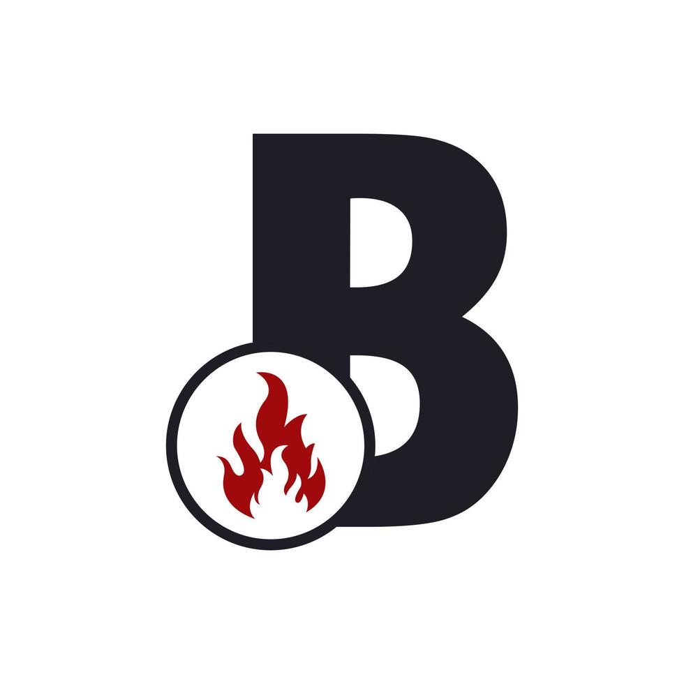 lettera iniziale b con ispirazione per il design del logo del fuoco della fiamma vettore