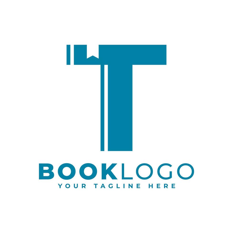 lettera iniziale t libro logo design. utilizzabile per l'istruzione, il business e loghi edilizi. elemento del modello di idee per il design del logo vettoriale piatto