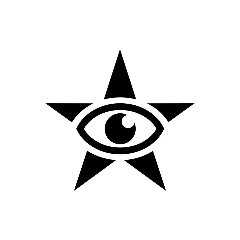 tutto l'occhio che vede con il simbolo della stella isolato su sfondo bianco vettore