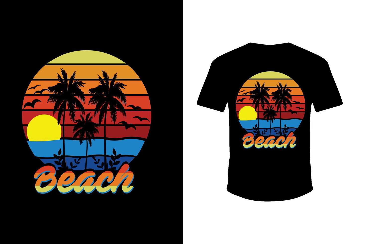 t-shirt illustrazione spiaggia, california. t-shirt design, stampa pronta, viaggio, illustrazione, giorno d'estate, palma, spiaggia vettore libero