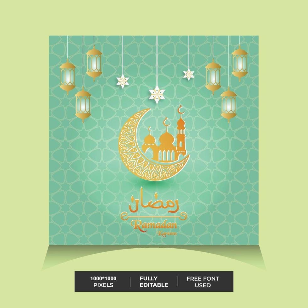 ramadan kareem o wish social media post design template, ramadan kareem luminoso social media post template design vettore