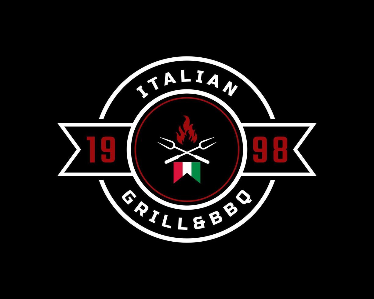 classico vintage retrò etichetta distintivo emblema italiano grill barbecue logo design ispirazione vettore