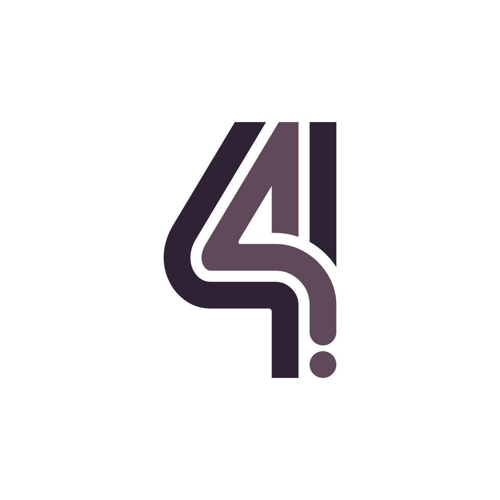 numero 4 logo stile linea multipla con ispirazione per il design vettoriale dell'icona del punto simbolo