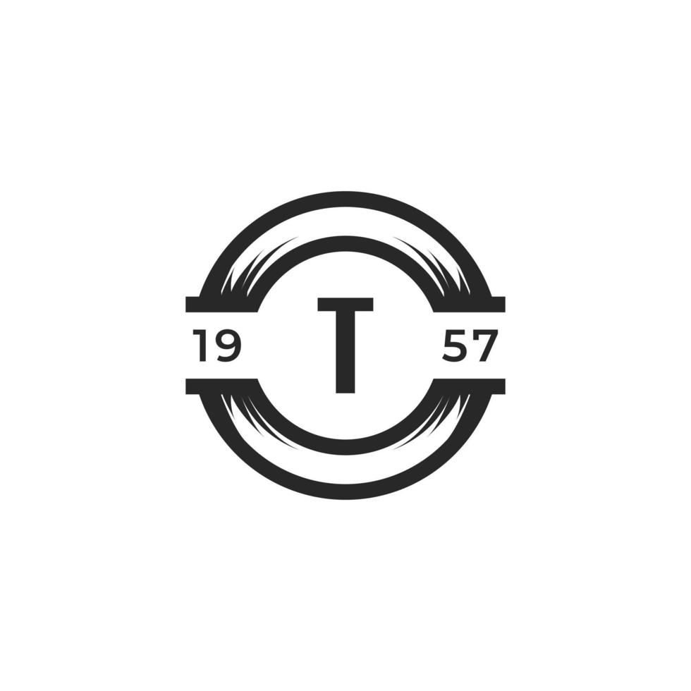 elemento del modello di design del logo della lettera t delle insegne vintage. adatto per identità, etichetta, badge, caffetteria, vettore icona hotel