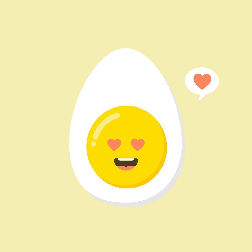 kawaii e simpatiche facce di uovo. uova di Pasqua amici con faccia buffa vettore, amichevole caricatura colazione uova persone. nutrizione per l'illustrazione del bambino vettore