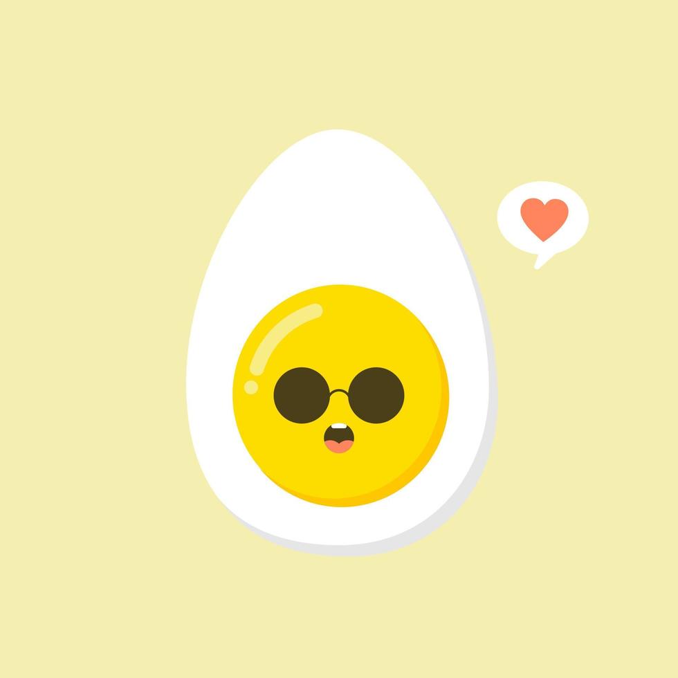 kawaii e simpatiche facce di uovo. uova di Pasqua amici con faccia buffa vettore, amichevole caricatura colazione uova persone. nutrizione per l'illustrazione del bambino vettore