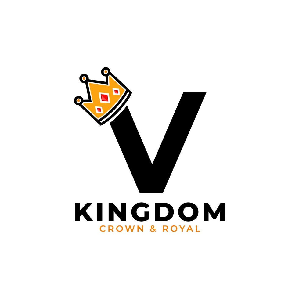 lettera iniziale v con modello di progettazione del logo dell'identità del marchio del logo della corona vettore