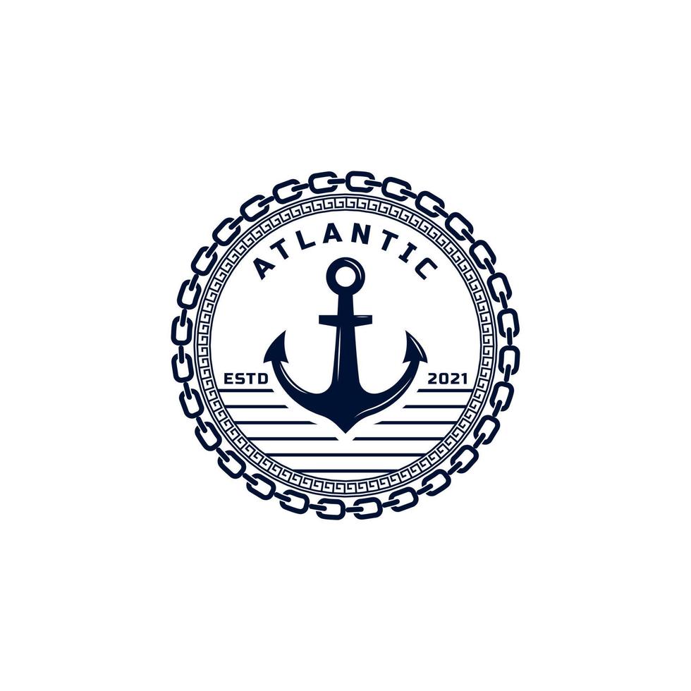 emblema dell'ancora nautica vintage. ancoraggio distintivi marini elemento del modello di progettazione del logo della barca della nave vettore