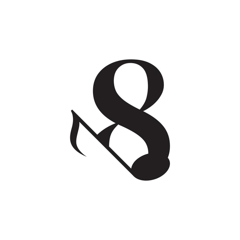 numero 8 con elemento di design del logo della nota chiave musicale. utilizzabile per loghi aziendali, musicali, di intrattenimento, discografici e orchestrali vettore