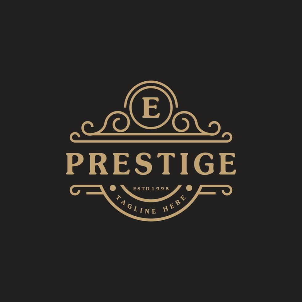 il logo della lettera e del lusso fiorisce con eleganti linee di ornamento calligrafiche. segno di affari, identità per ristorante, regalità, boutique, bar, hotel, araldico, gioielli e modello di progettazione del logo di moda vettore