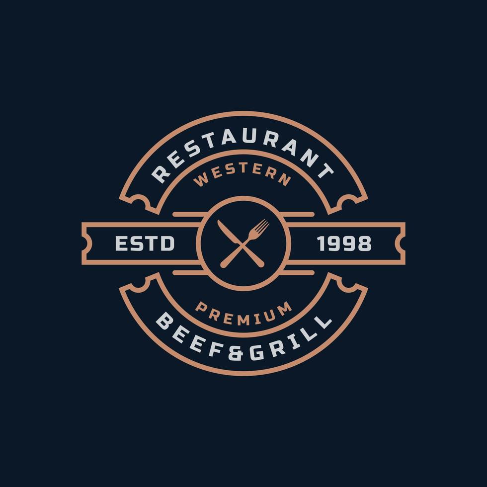 distintivo retrò vintage per ristorante e bar logo emblema design simbolo vettore