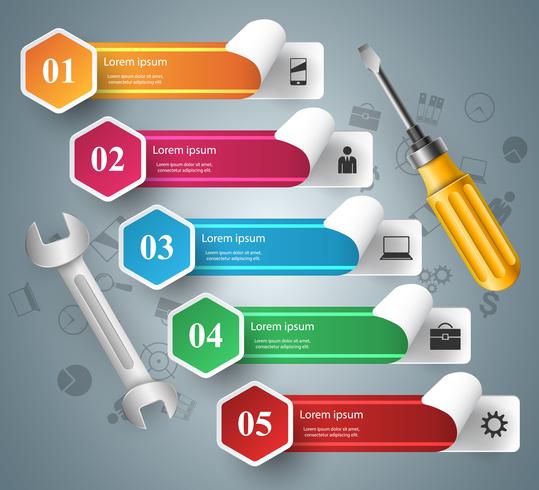 Chiave inglese, cacciavite, icona di riparazione. Infografica di affari vettore