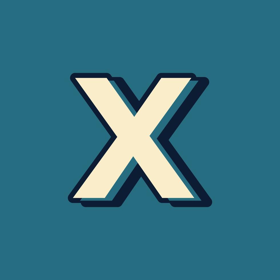 vettore di logo della lettera x dell'alfabeto di stile retrò vintage con elemento del modello di carattere maiuscolo
