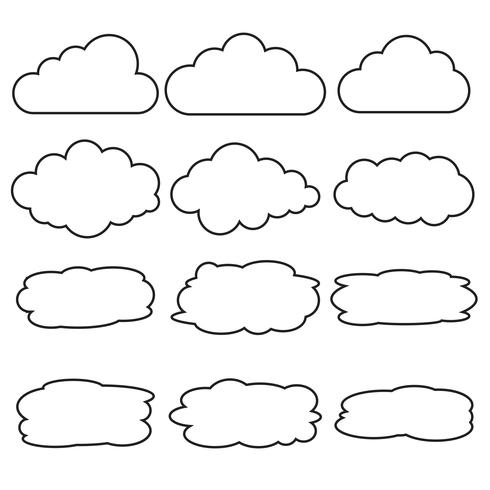 Insieme di vettore delle icone di linea di nuvola differenti