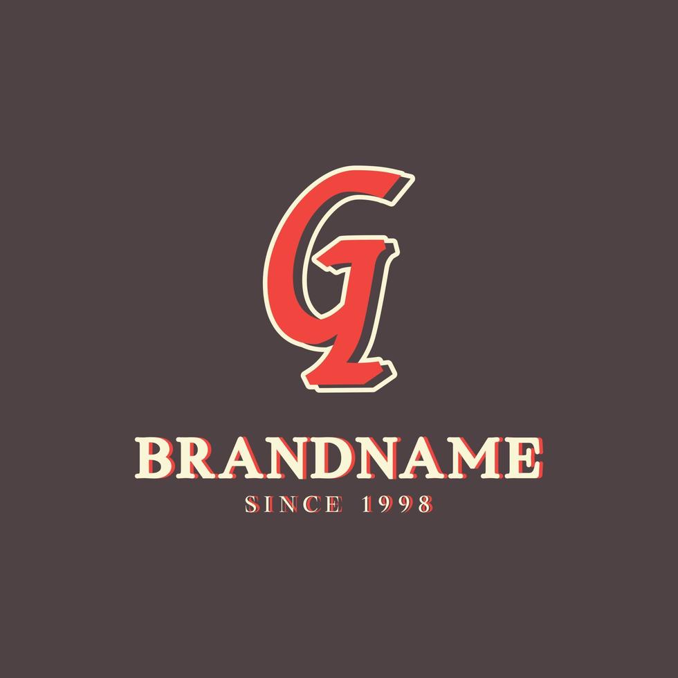 logo della lettera g retrò in stile western vintage con doppio strato. utilizzabile per font vettoriali, etichette, poster ecc vettore