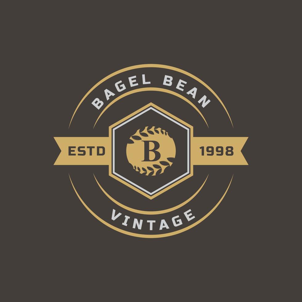 distintivo retrò vintage per lettera b per simbolo di design emblema logo bagel vettore
