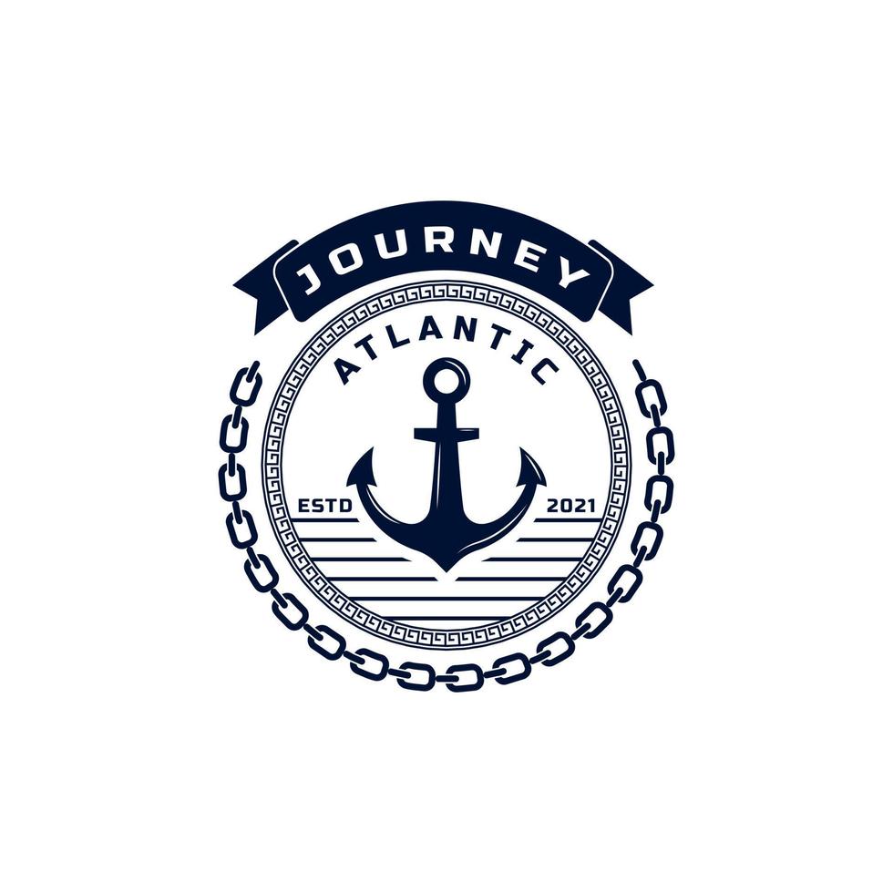 emblema dell'ancora nautica vintage. ancoraggio distintivi marini elemento del modello di progettazione del logo della barca della nave vettore