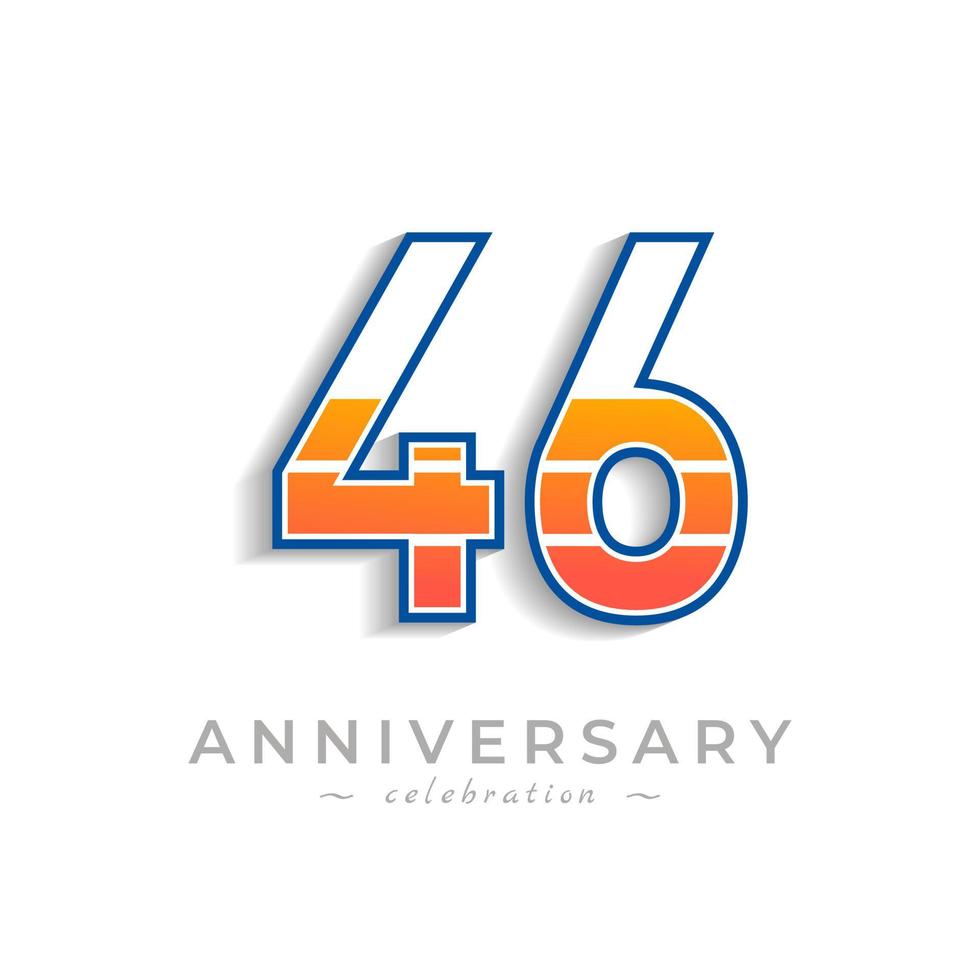Celebrazione dell'anniversario di 46 anni con batteria icona di ricarica per eventi celebrativi, matrimoni, biglietti di auguri e inviti isolati su sfondo bianco vettore
