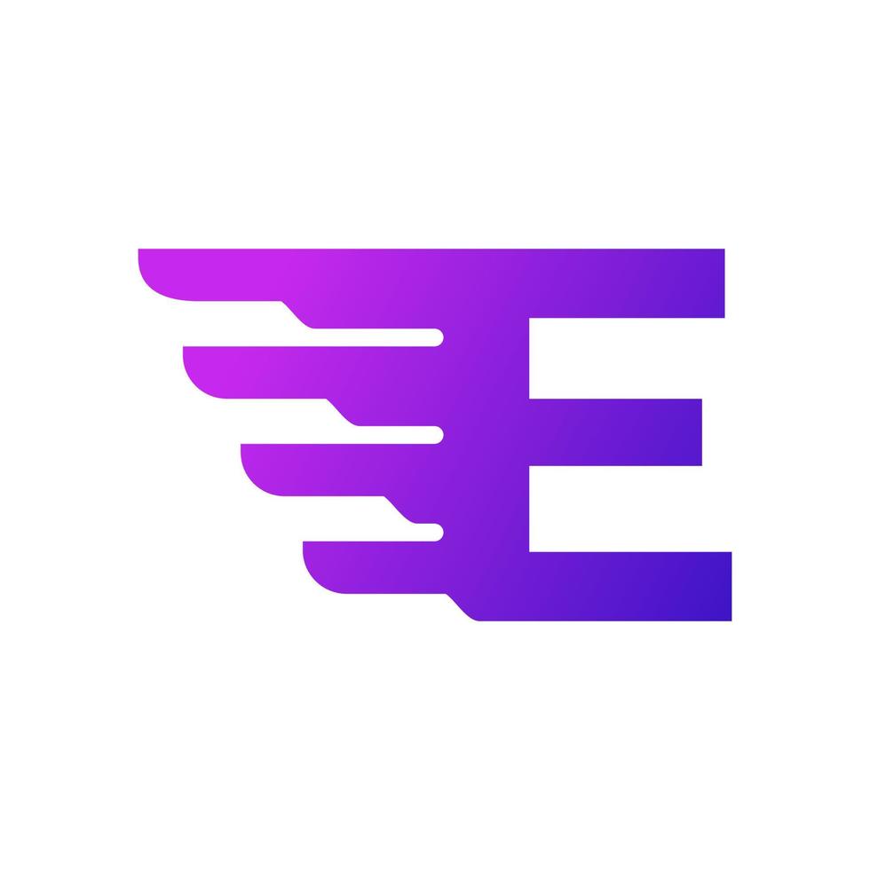 lettera iniziale di spedizione veloce e logo di consegna. forma sfumata viola con combinazione di ali geometriche. vettore