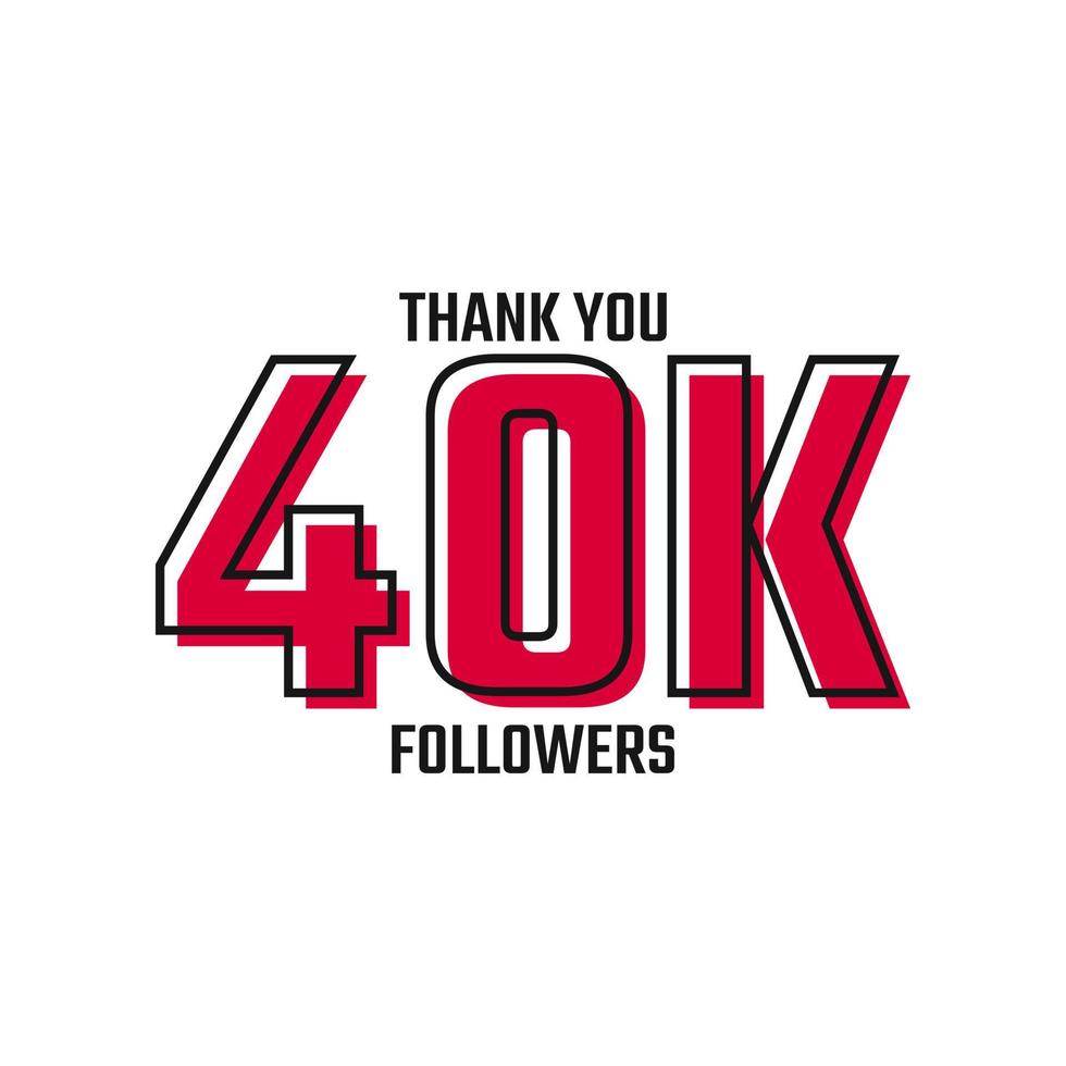 grazie 40 k follower card celebrazione vettore post modello di social media.