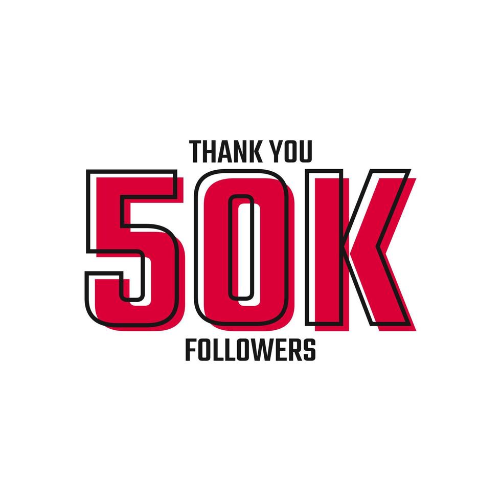 grazie 50 k follower card celebrazione vettore post modello di social media.