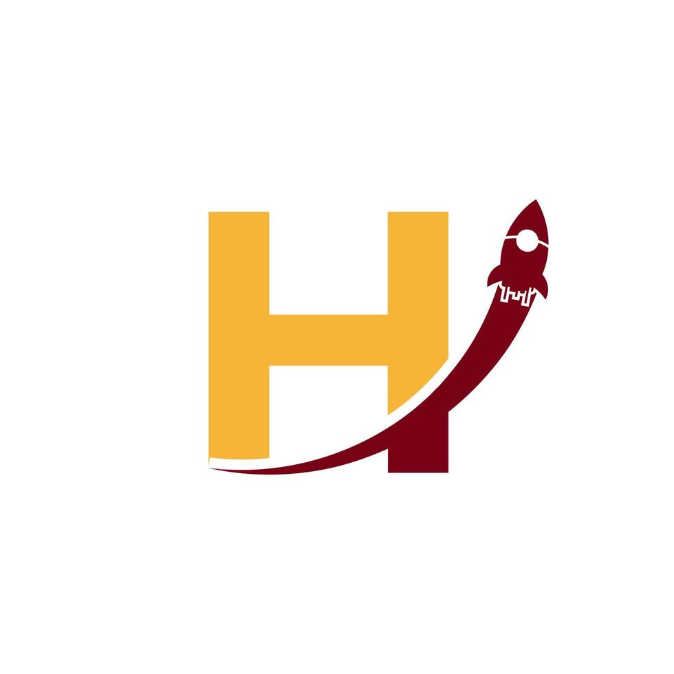 lettera iniziale h con simbolo icona logo razzo. buono per loghi aziendali, di viaggio, di avvio e logistici vettore