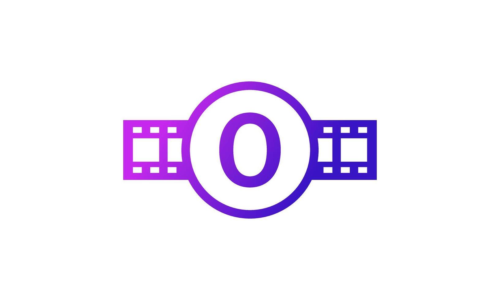 numero 0 cerchio con strisce di bobina pellicola per film film cinema produzione studio logo ispirazione vettore