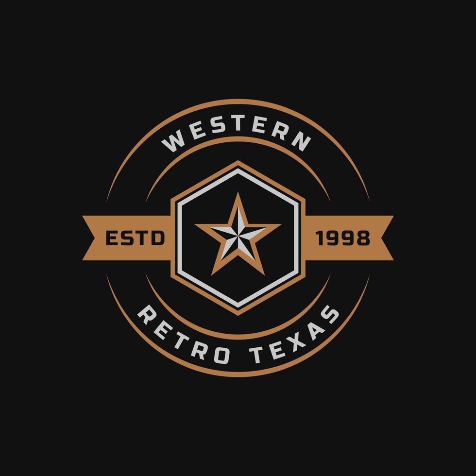 distintivo retrò vintage per elemento modello di design del logo del texas con emblema del paese occidentale vettore