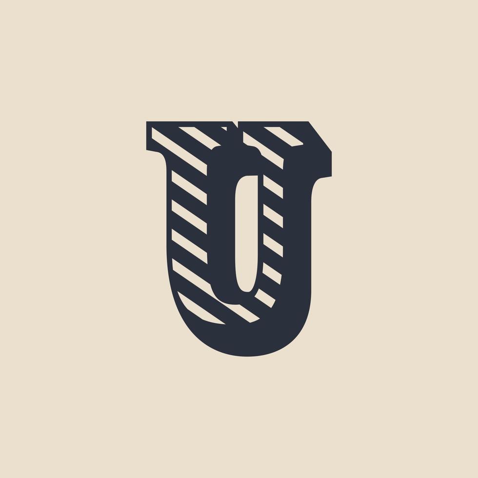 lettera u retrò vintage hipster logo design modello ispirazione vettore