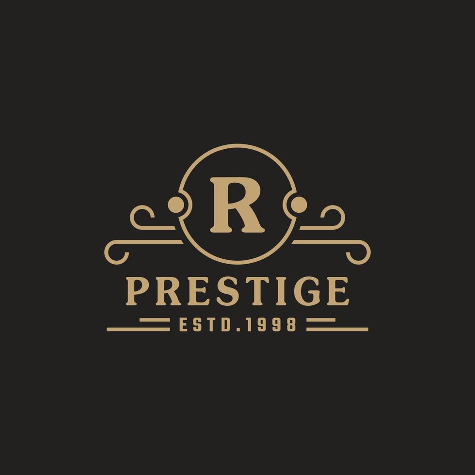 il logo di lusso della lettera r fiorisce con linee di ornamento calligrafiche eleganti. segno di affari, identità per ristorante, regalità, boutique, bar, hotel, araldico, gioielli e modello di progettazione del logo di moda vettore