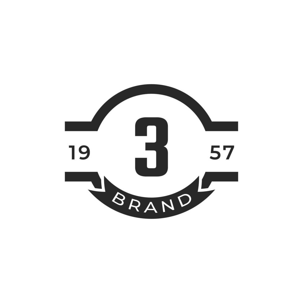 elemento del modello di progettazione logo numero 3 insegne vintage. adatto per identità, etichetta, badge, caffetteria, vettore icona hotel