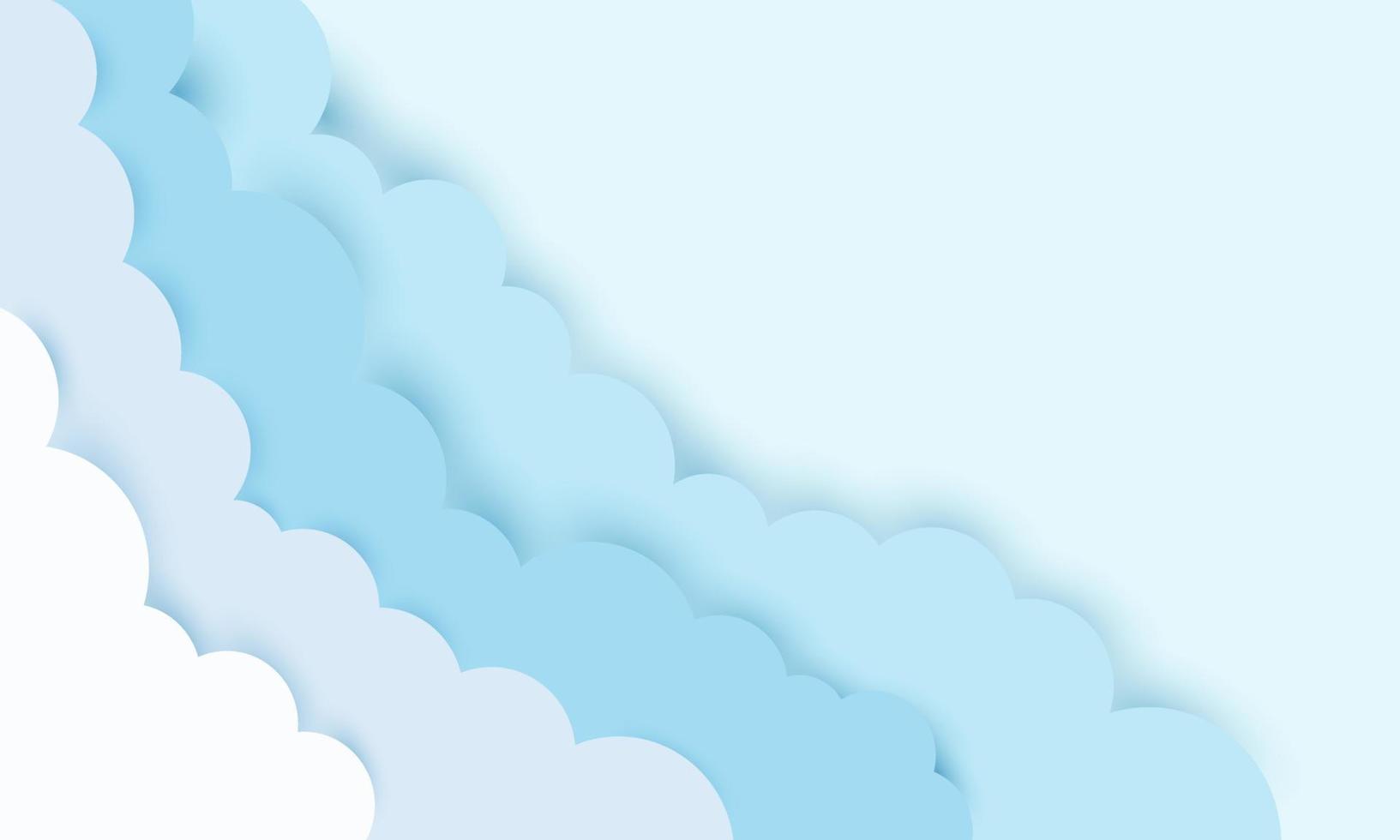 nuvole bianche realistiche tagliate su carta blu vettore