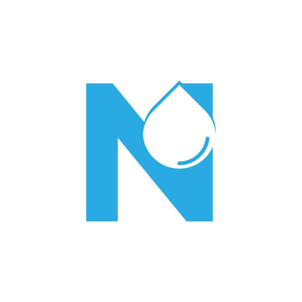lettera iniziale n logo idro con elemento del modello di design icona goccia d'acqua spazio negativo vettore