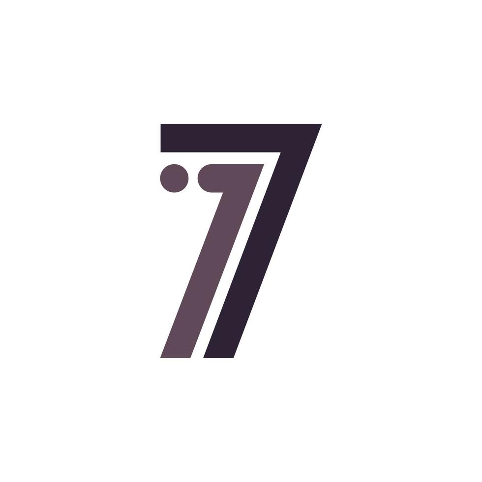 numero 7 logo stile linea multipla con ispirazione per il design vettoriale dell'icona del punto simbolo