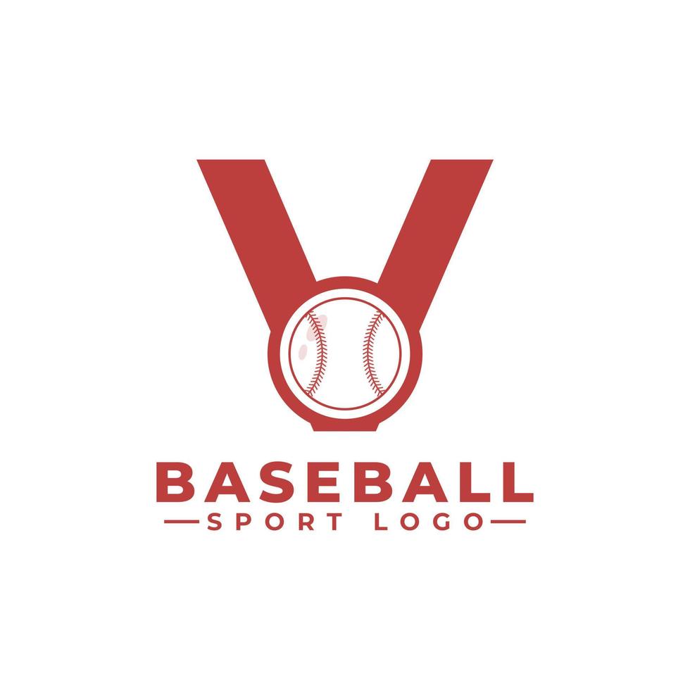 lettera v con logo da baseball. elementi del modello di progettazione vettoriale per la squadra sportiva o l'identità aziendale.