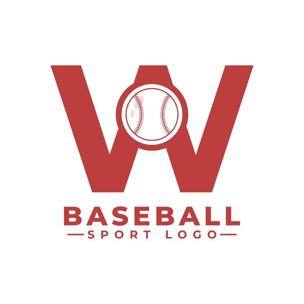 lettera w con logo da baseball. elementi del modello di progettazione vettoriale per la squadra sportiva o l'identità aziendale.