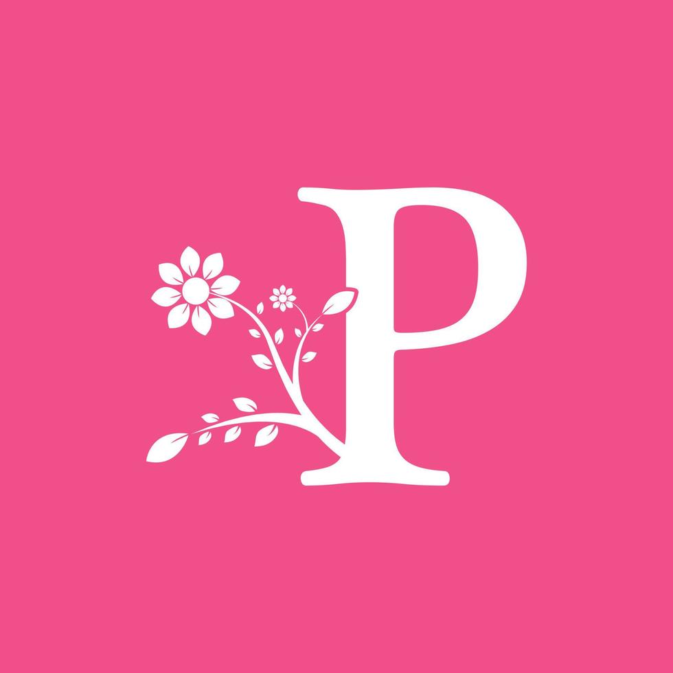 lettera p fiore logogramma fantasia collegato. utilizzabile per loghi aziendali e naturali. vettore