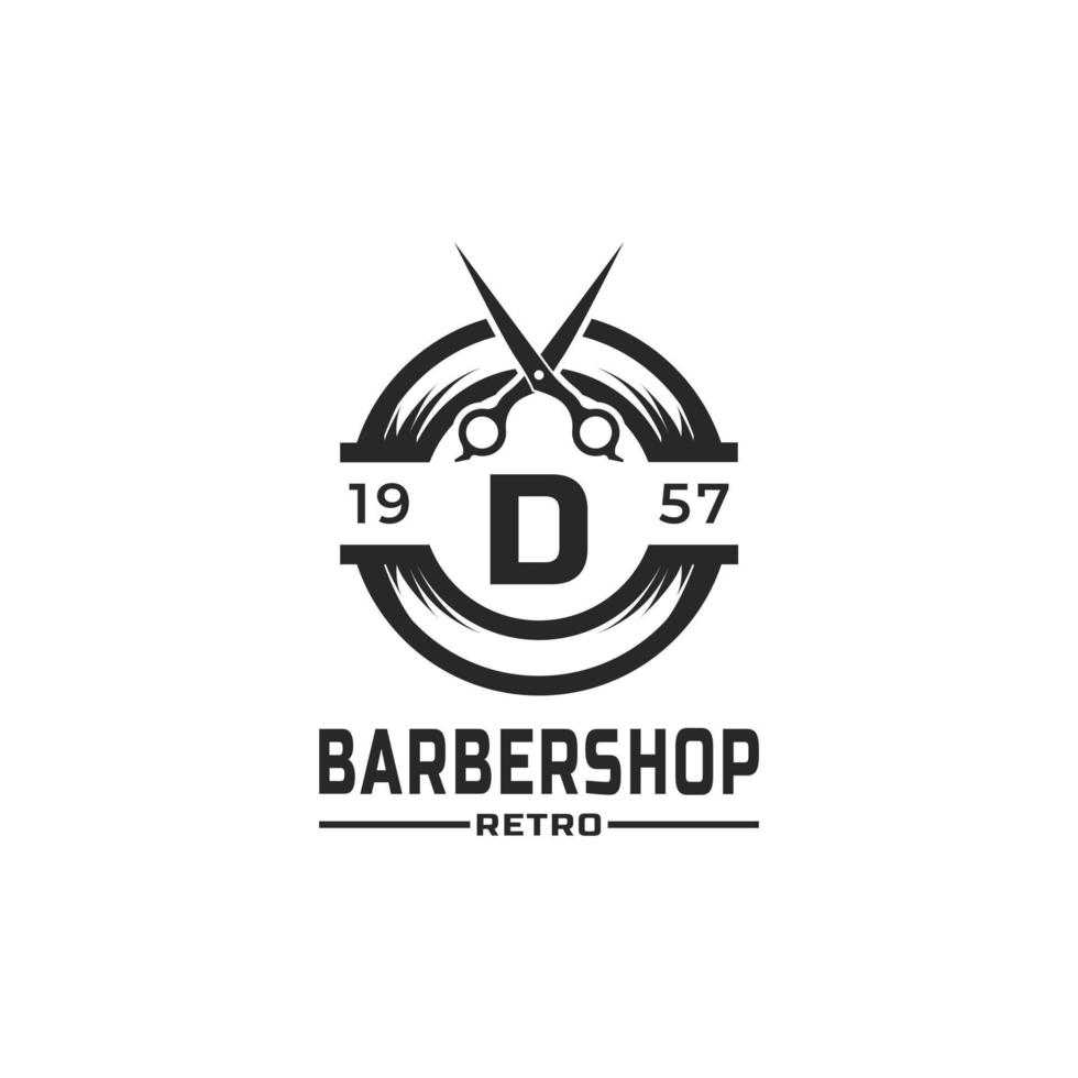 lettera d vintage barbiere distintivo e logo design ispirazione vettore